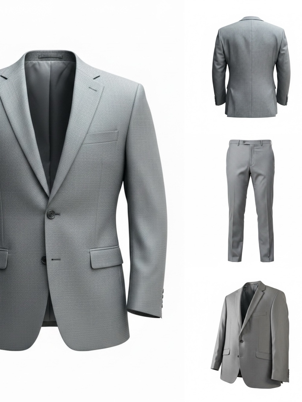 Kenneth Cole Reaction Men's Silver 2-Piece Stretch Suit 46R 36W x 30L